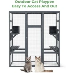 Coziwow Patio Outdoor Cat Playpen, Grey, Large -Cat Supply Store 804398 PT7. AC SS1800 V1687294701