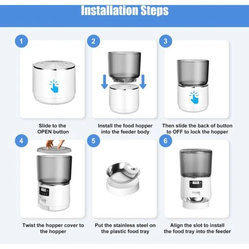 Bueteka Smart Feed Automatic Programmable Anti-Jamming Food Design Timed Cat Feeder, 4-lit -Cat Supply Store 815886 PT7. AC SS1800 V1685648724