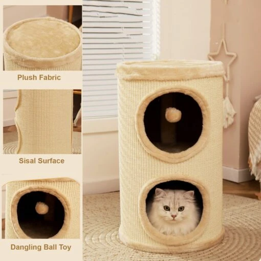 Hanamya Cat Tree Condo Tower, Beige -Cat Supply Store 843502 PT2. AC SS1800 V1682954437