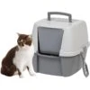 IRIS USA Enclosed Cat Litter Box With Front Door Flap & Scoop, Gray, Jumbo -Cat Supply Store 846614 MAIN. AC SS1800 V1683835833