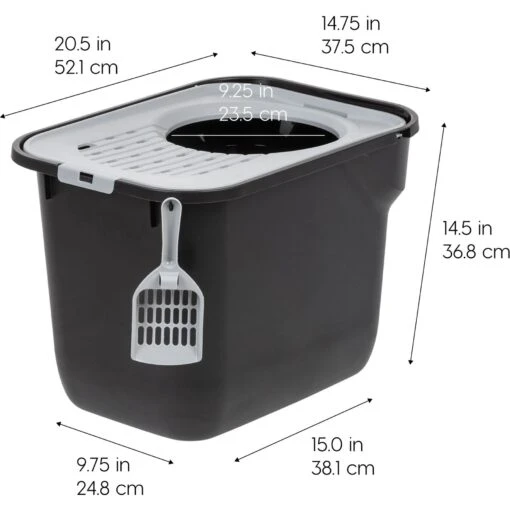 IRIS USA Square Top Entry Cat Litter Box With Scoop, Large -Cat Supply Store 846630 PT1. AC SS1800 V1683835932