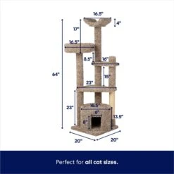 Frisco 64-in Real Carpet Wooden Cat Tree And Condo -Cat Supply Store 914950 PT1. AC SS1800 V1701186776