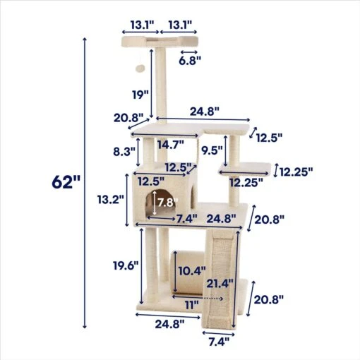 Frisco 62-in Faux Fur Cat Tree & Condo -Cat Supply Store 92259 PT1. AC SS1800 V1687792333