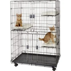 Frisco Collapsible Wire Cat Cage Playpen & Van Ness High Side Corner Cat Litter Pan, Blue -Cat Supply Store 933382 PT1. AC SS1800 V1692303675