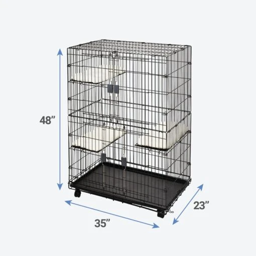 Frisco Collapsible Wire Cat Cage Playpen & Van Ness High Side Corner Cat Litter Pan, Blue -Cat Supply Store 933382 PT2. AC SS1800 V1692304951