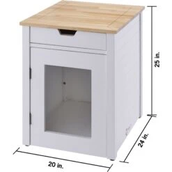 TRINITY 20-in Enclosure End Table With Drawer Cat Litter Box, White, Small -Cat Supply Store 940742 PT3. AC SS1800 V1692303038