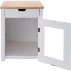 TRINITY 20-in Enclosure End Table With Drawer Cat Litter Box, White, Small -Cat Supply Store 940742 PT6. AC SS1800 V1692300285